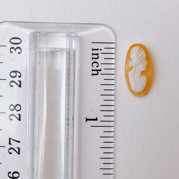 VTG 30s - 40s Shell Cameo Cabochon Hand Carved Portrait Jewelry Making Component - Picture 10 of 11